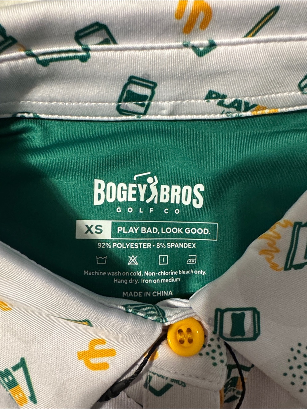 Women’s White Green & Yellow Printed Polo Shirts sleeveless - Picture 2 of 3